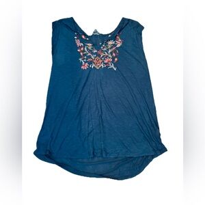Fleur Bleue Embroidered Blue Women's Top 3X